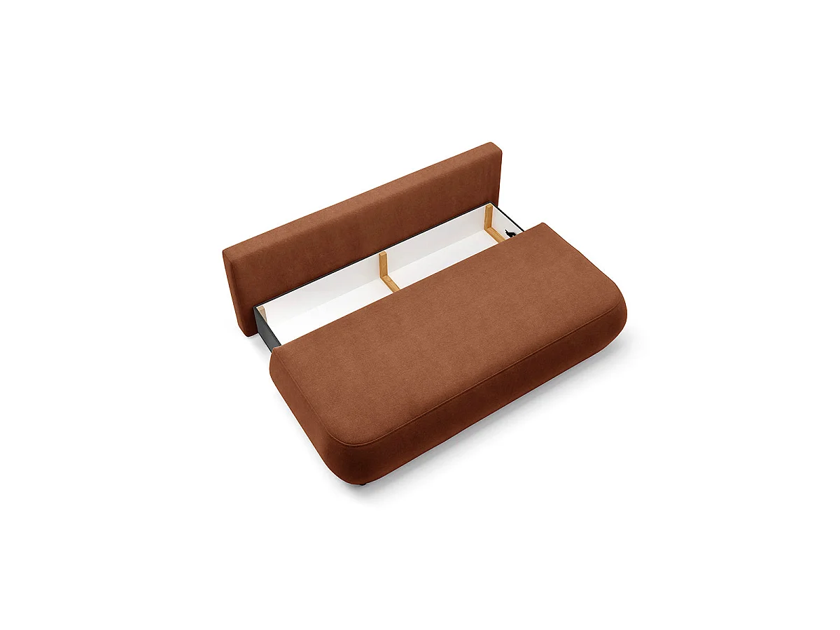 Canapé convertible 3 places avec coffre Antonio Terracotta