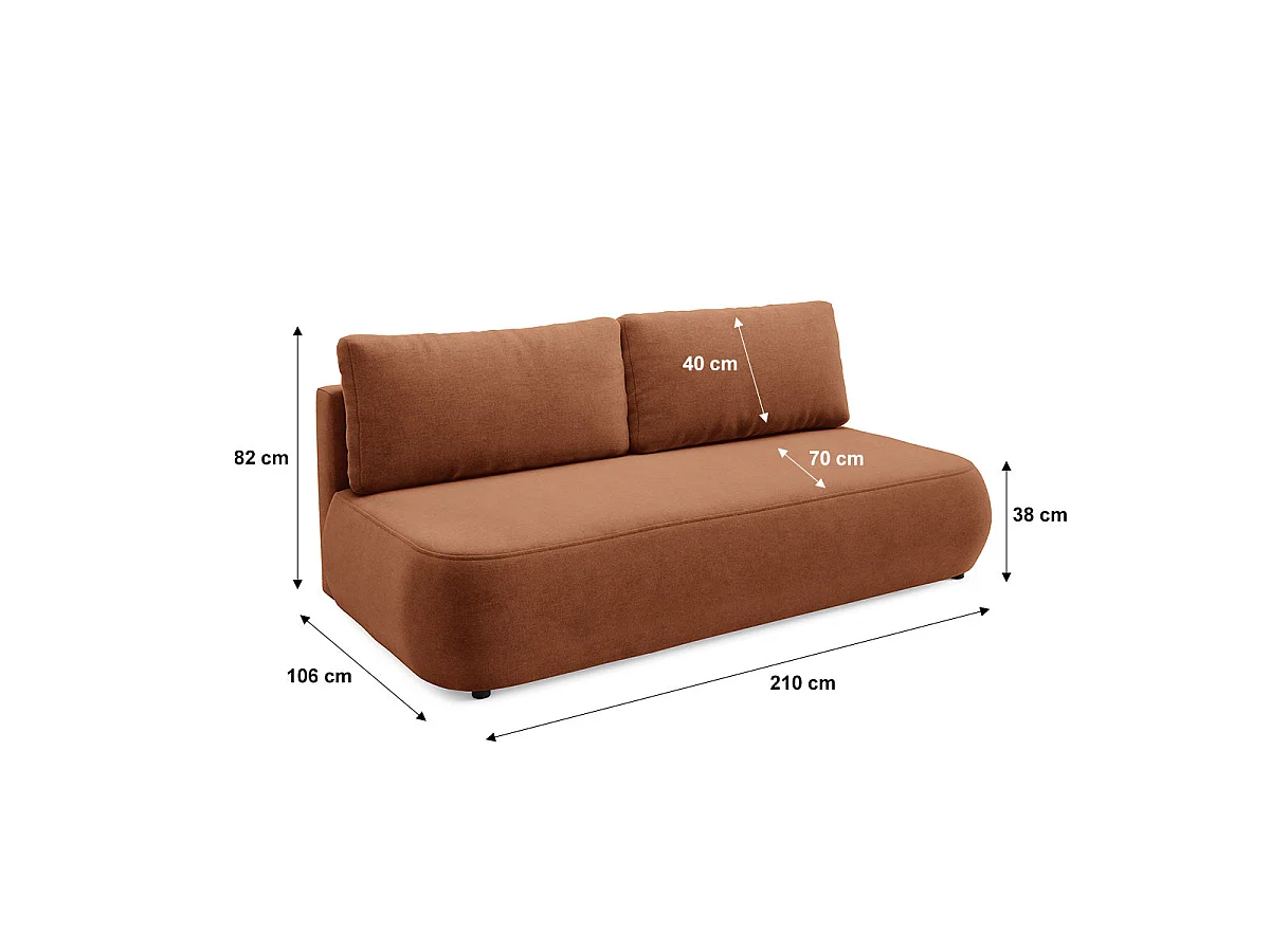 Canapé convertible 3 places avec coffre Antonio Terracotta