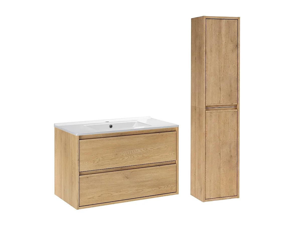 Meubelset met ingebouwde wastafel van 80 cm en kolom van Edmé Bois