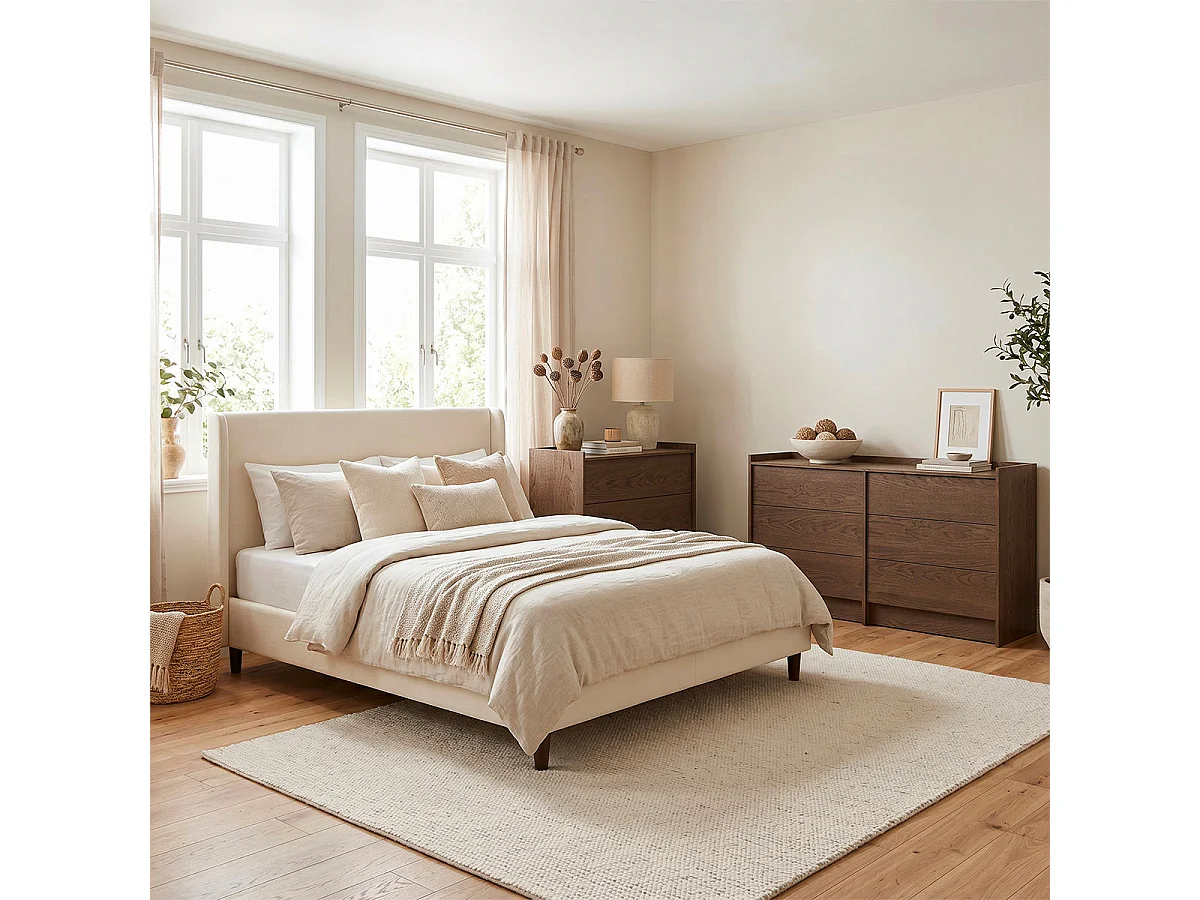 Kommode mit 6 Schubladen Japandi Dunkles Holz