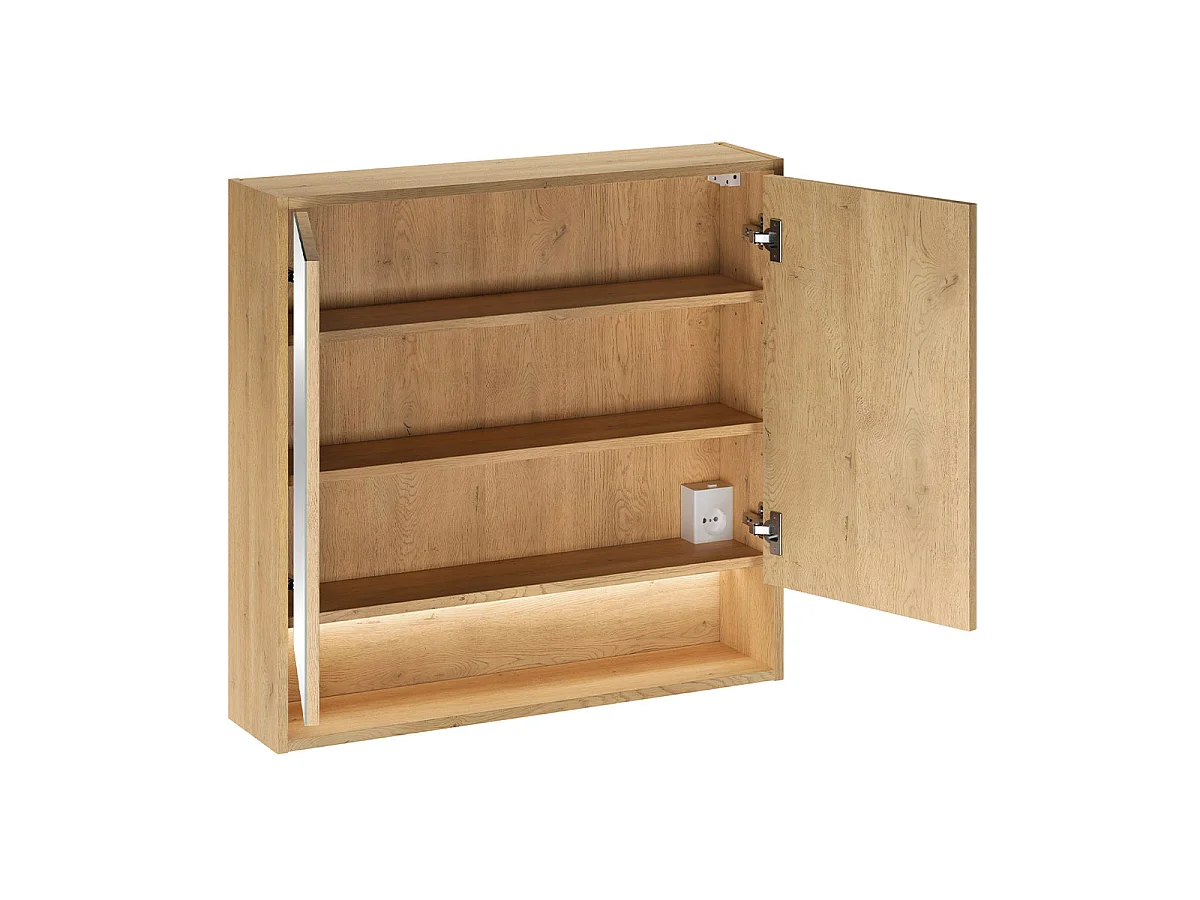 Ensemble meuble sous-vasque 80cm colonne et armoire miroir Edmé Bois