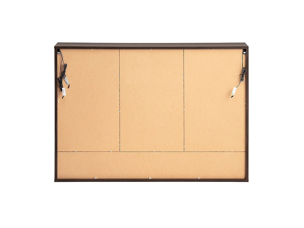 Conjunto de móveis com lavatório simples embutido à direita de 120 cm, coluna e armário com espelho em Moka, madeira esc