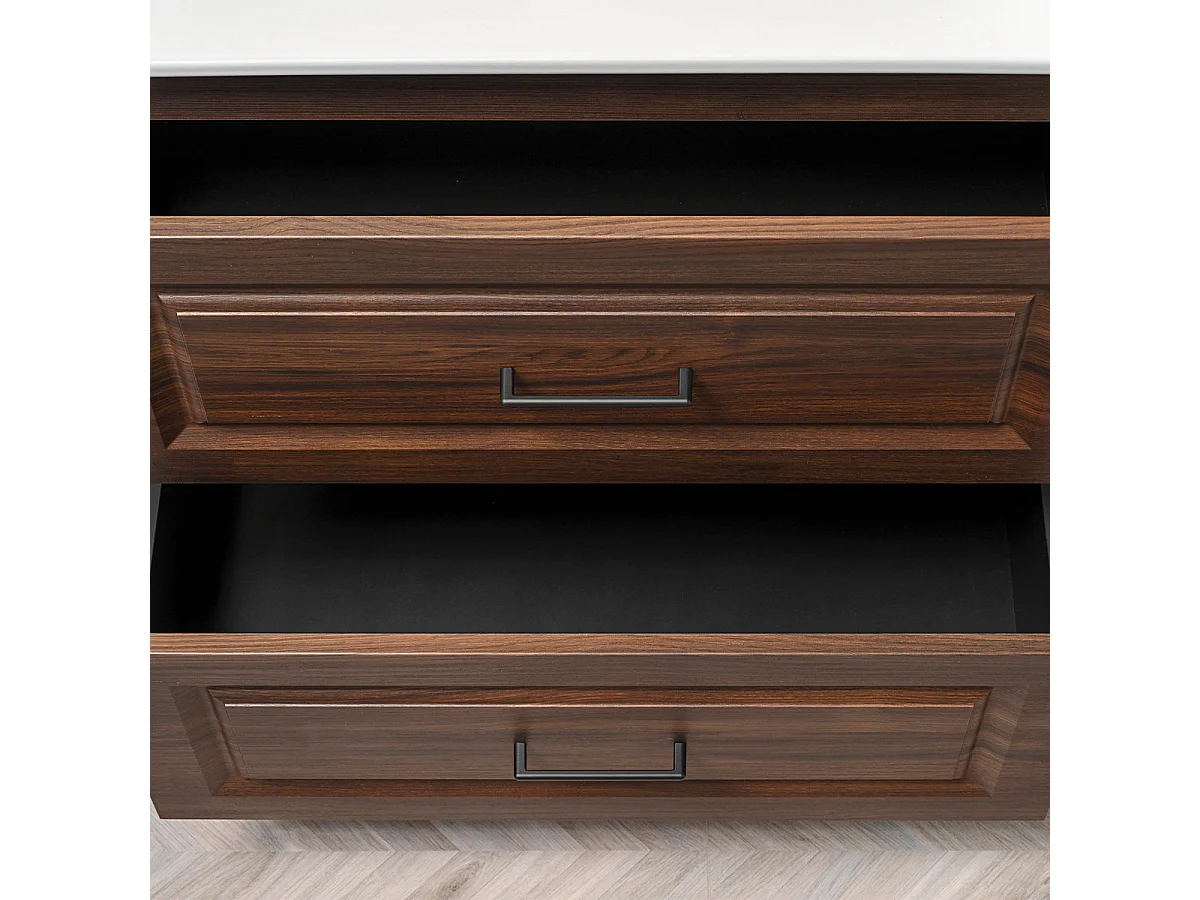 Conjunto de móvel com lavatório embutido simples de 80 cm e armário com espelho Moka em madeira escura