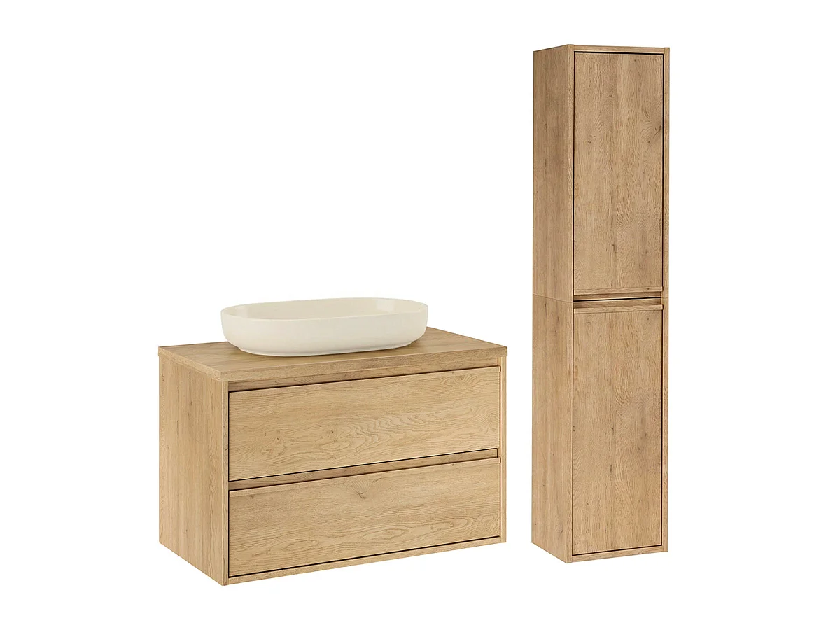 Meubelset met enkele wastafel 80 cm en kolom Edmé Bois