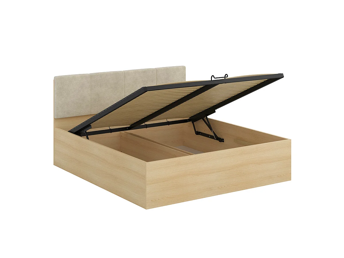 Cama con cajones 180x200 somier incluido Téana Madera y Beige