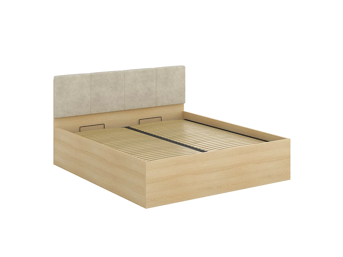 Cama con cajones 180x200 somier incluido Téana Madera y Beige