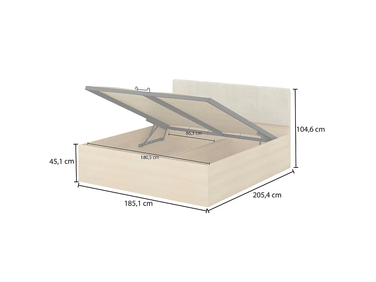 Cama con cajones 180x200 somier incluido Téana Madera y Beige