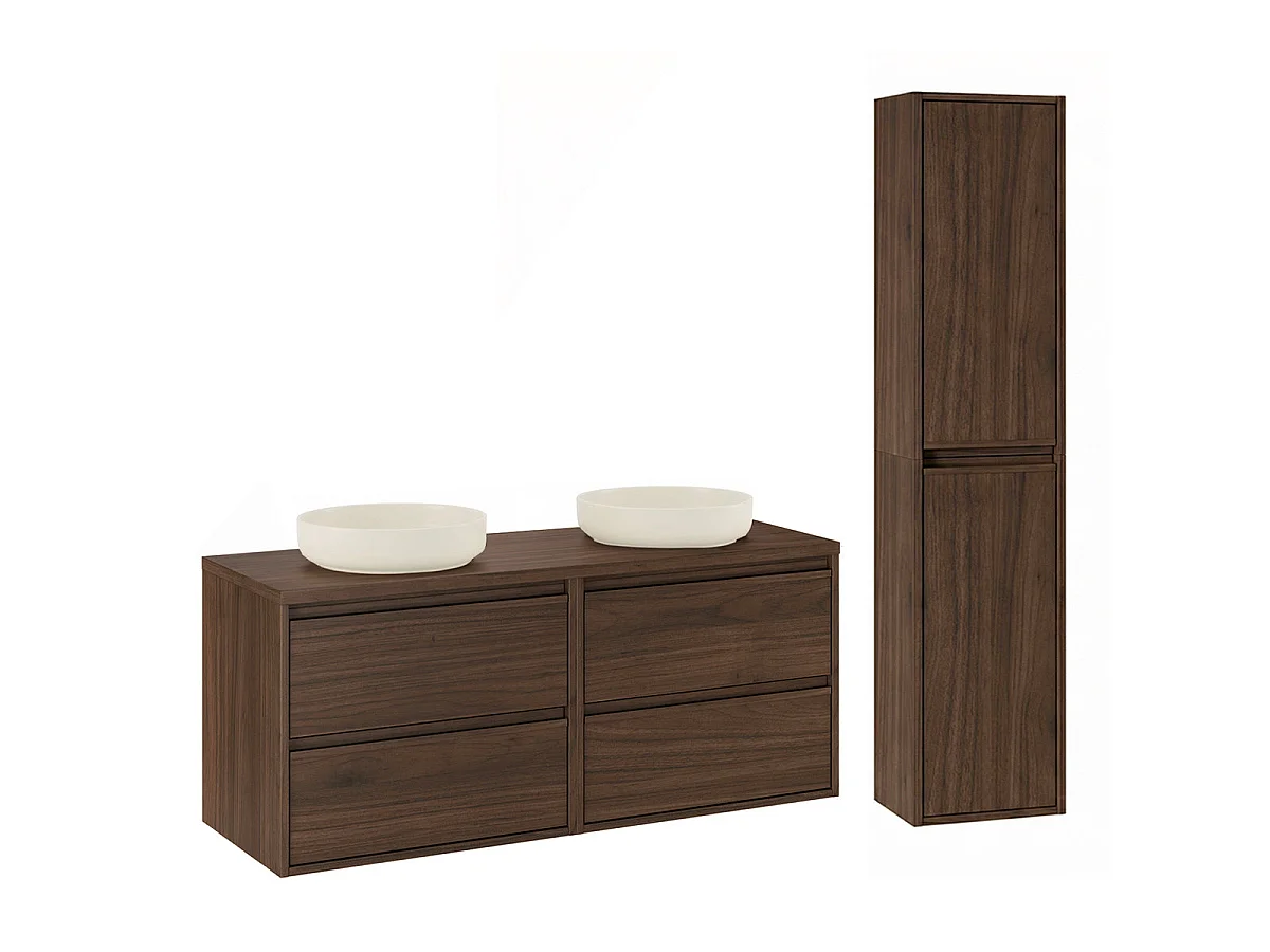Set mobile doppio lavabo 120cm e colonna Edmé Legno scuro
