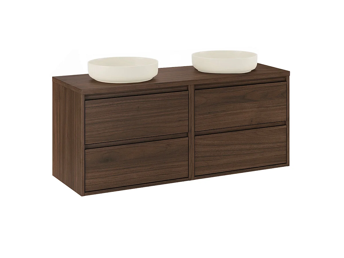 Set mobile doppio lavabo 120cm e colonna Edmé Legno scuro
