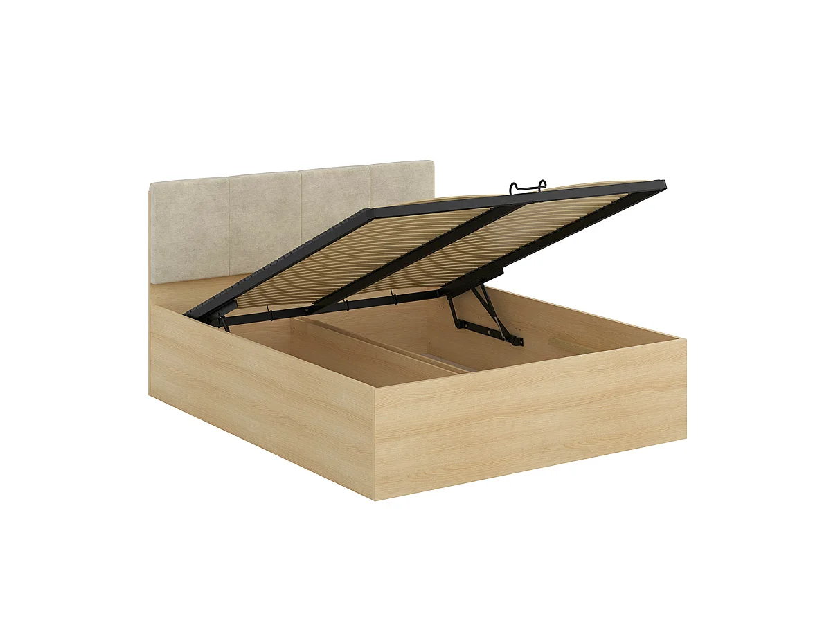 Säng med förvaringsutrymme 160x200 sängbotten ingår Téana Trä och Beige