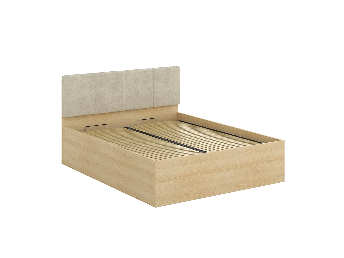 Säng med förvaringsutrymme 160x200 sängbotten ingår Téana Trä och Beige