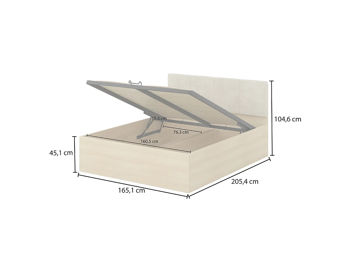 Säng med förvaringsutrymme 160x200 sängbotten ingår Téana Trä och Beige
