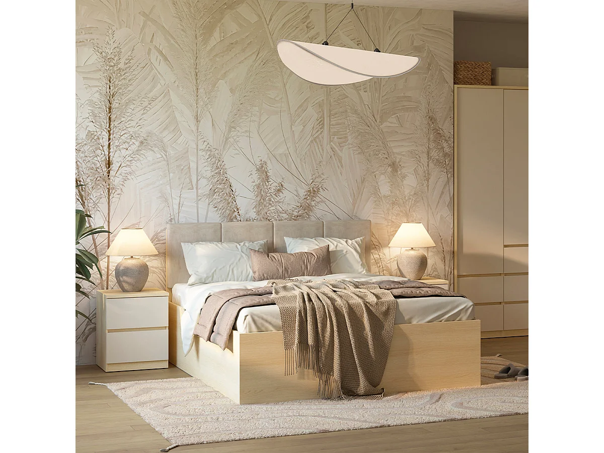 Seng 180x200 sengebund inkluderet Téana Træ og Beige