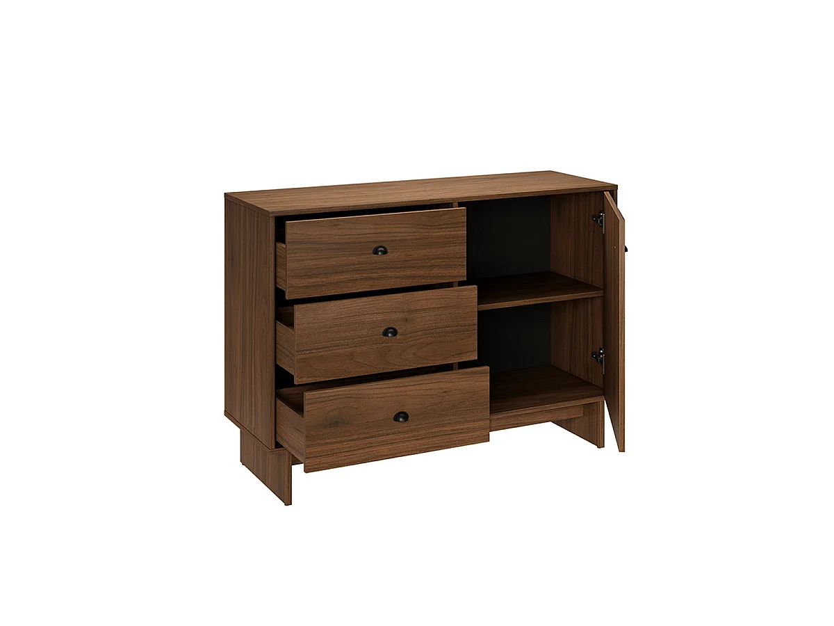 Buffet 1 porte 3 tiroirs Riyo Bois foncé