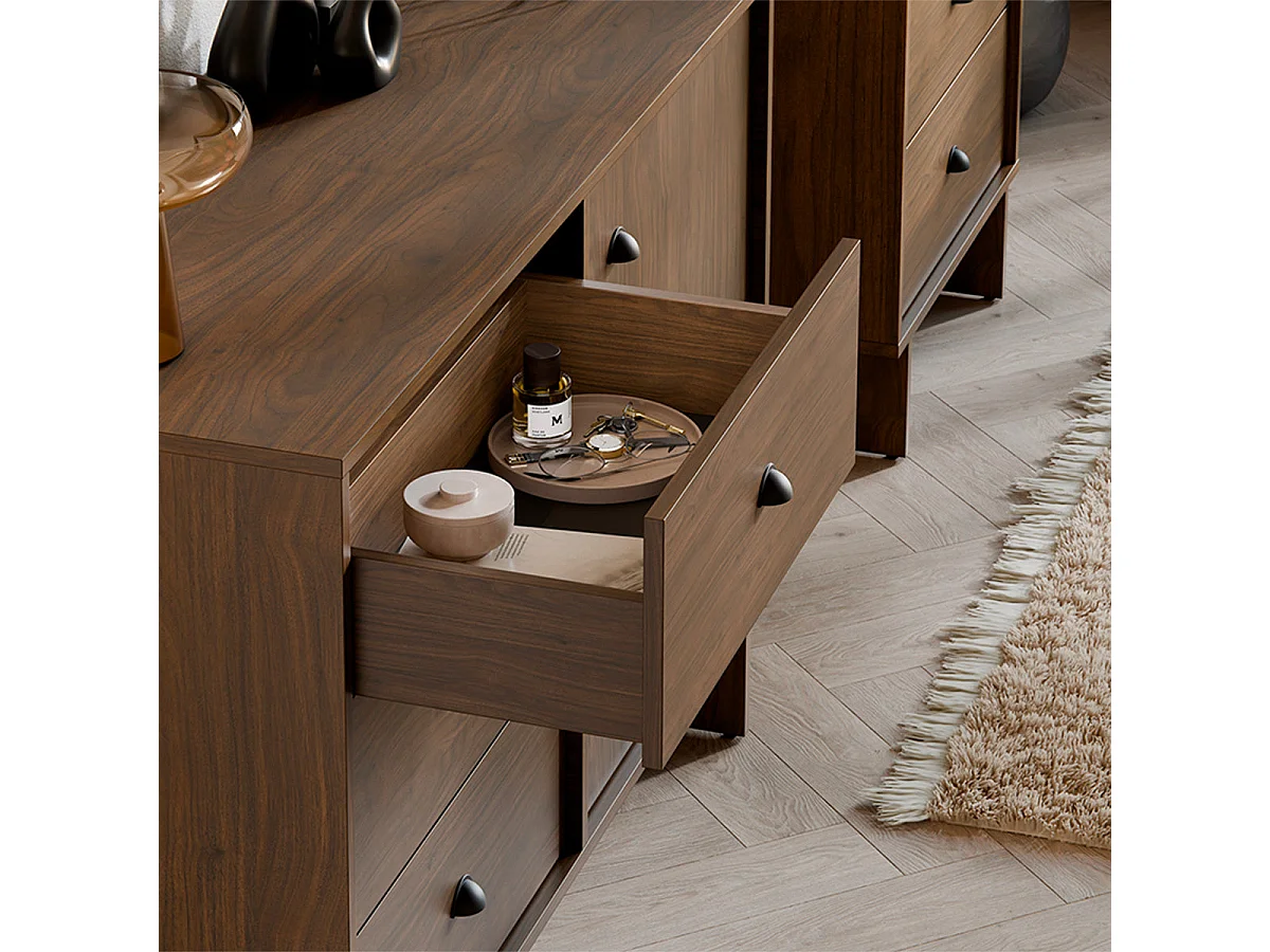Buffet 1 porte 3 tiroirs Riyo Bois foncé