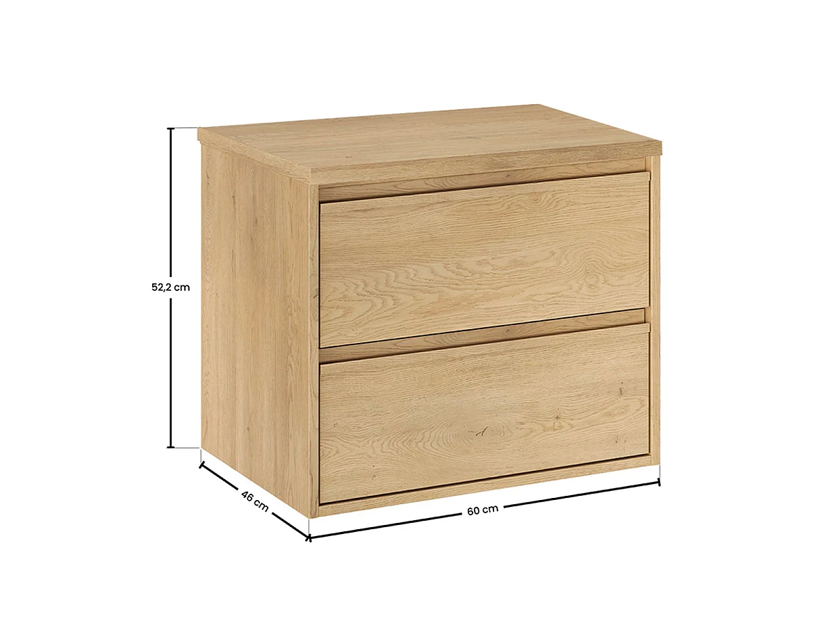 Wastafelmeubel met enkele wastafel 60 cm Edmé Bois
