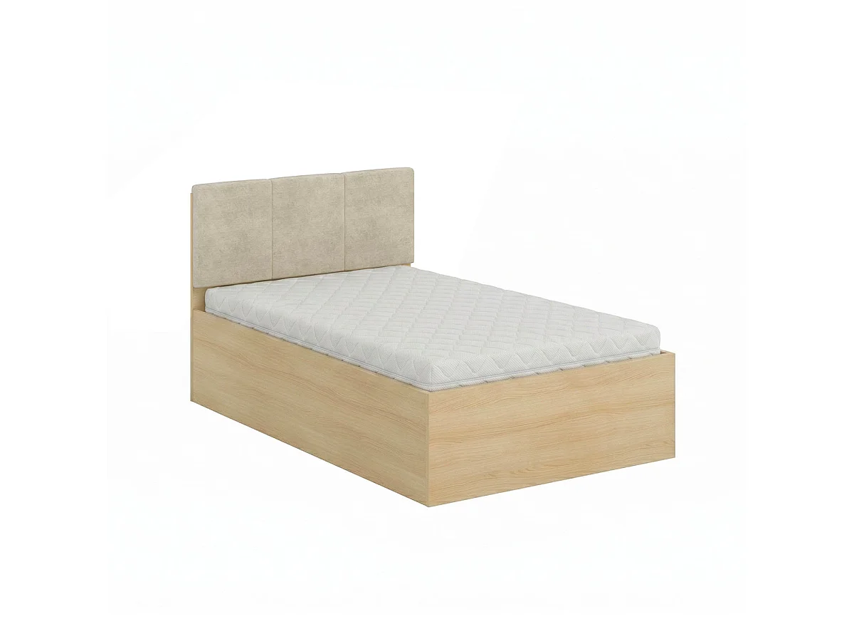 Cama 120x200 somier incluido Téana Madera y Beige