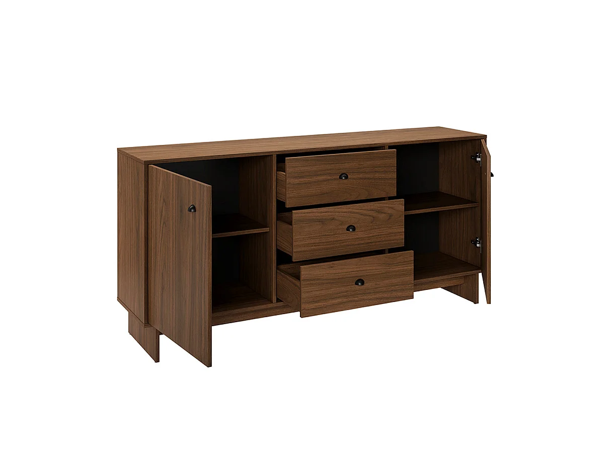 Buffet 2 portes 3 tiroirs Riyo Bois foncé