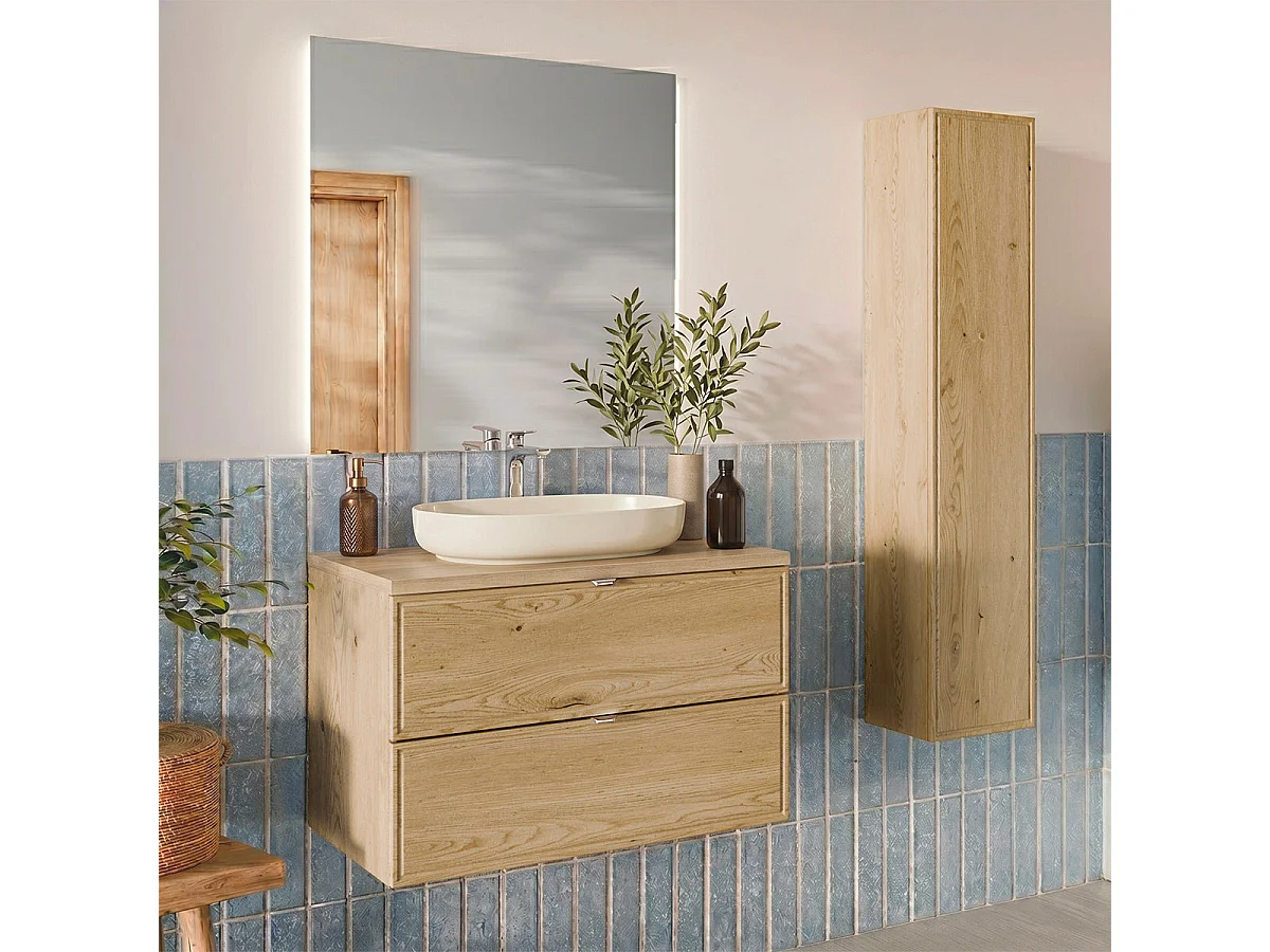 Enkel wastafelmeubel 80cm Elias Hout