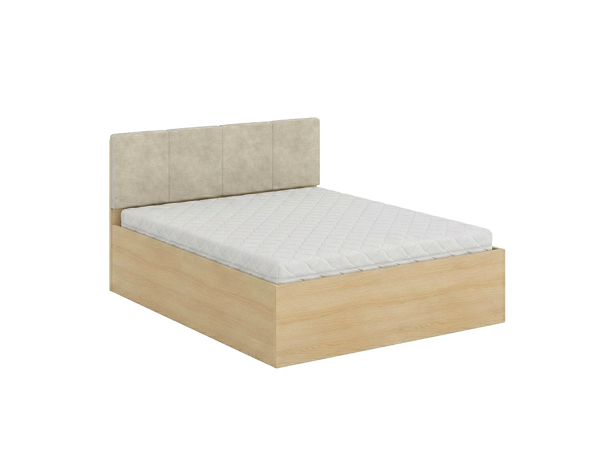 Cama 160x200 somier incluido Téana Madera y Beige
