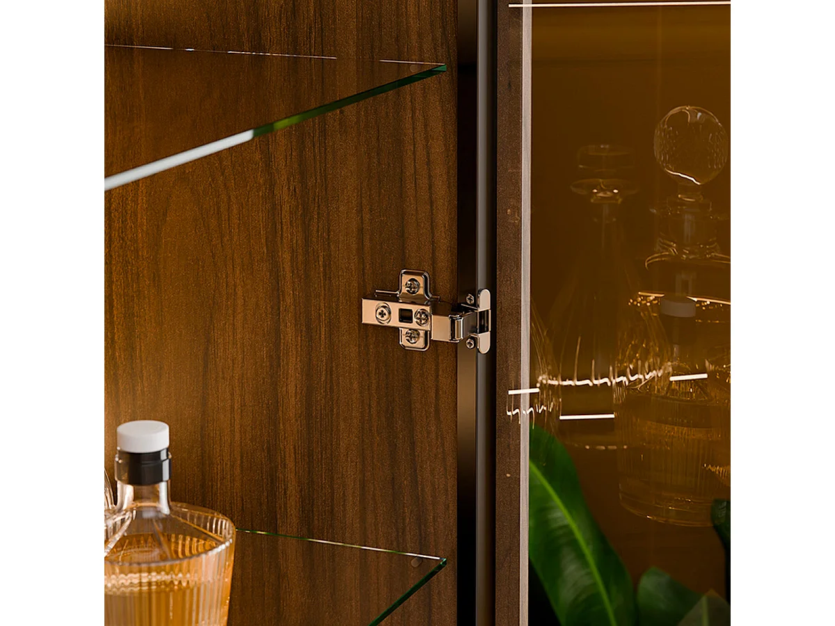 Riyo 1-Door 3-Drawer Display Cabinet Dark Wood