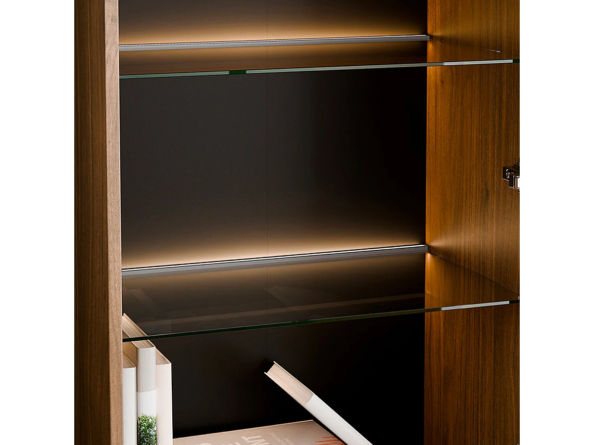 Riyo 1-Door 3-Drawer Display Cabinet Dark Wood