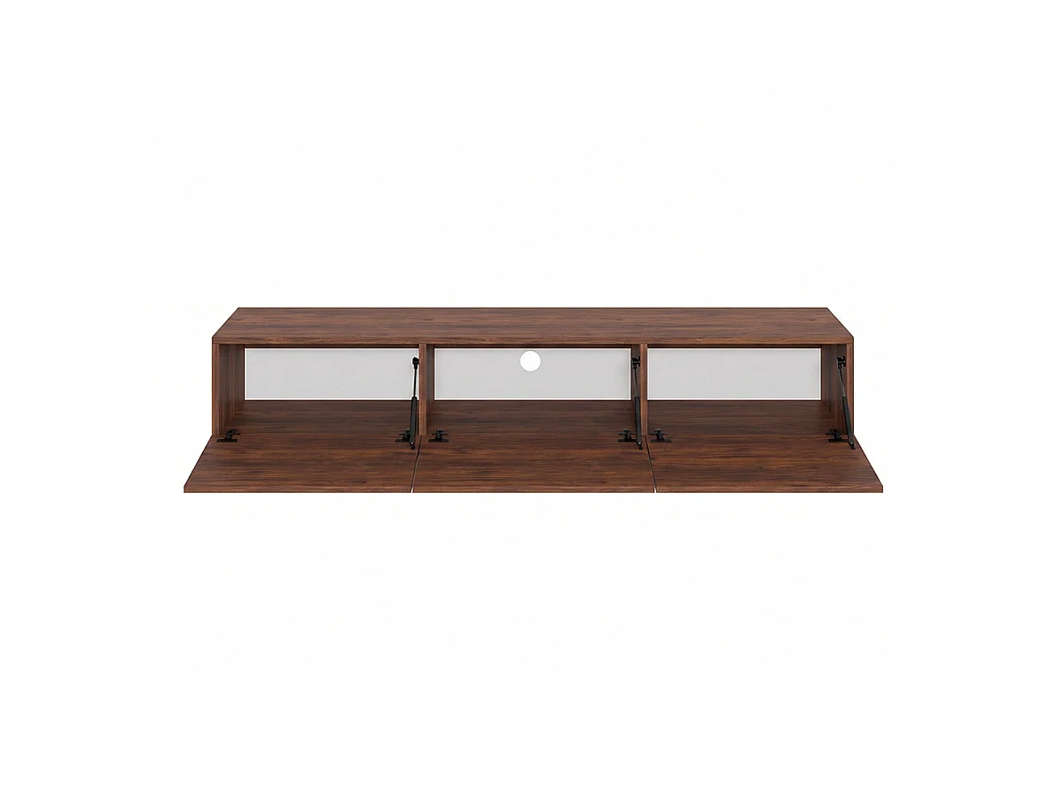 Meuble TV mural 3 portes 160 cm Idao Bois foncé