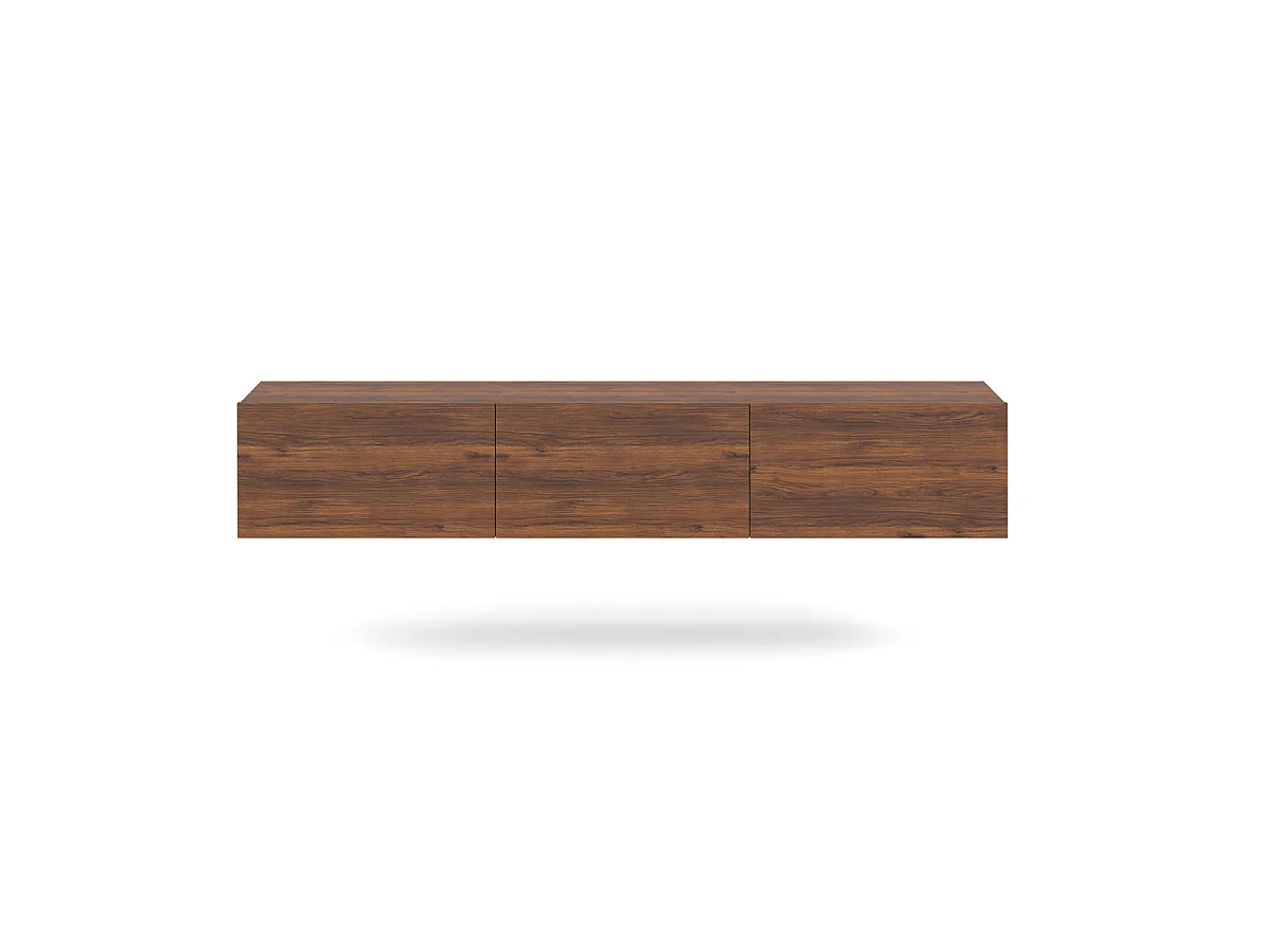 Meuble TV mural 3 portes 160 cm Idao Bois foncé