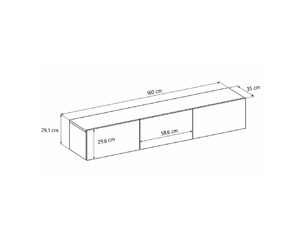Meuble TV mural 3 portes 160 cm Idao Bois foncé