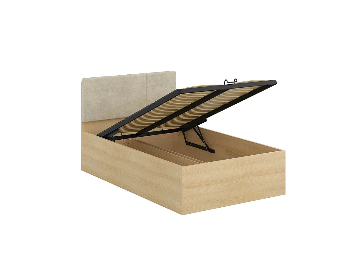 Cama con cajones 120x200 somier incluido Téana Madera y Beige