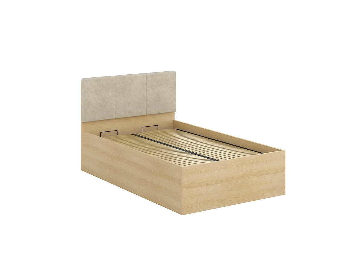 Cama con cajones 120x200 somier incluido Téana Madera y Beige