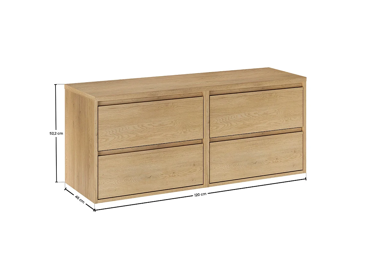 Meuble double vasque 120cm Edmé Bois