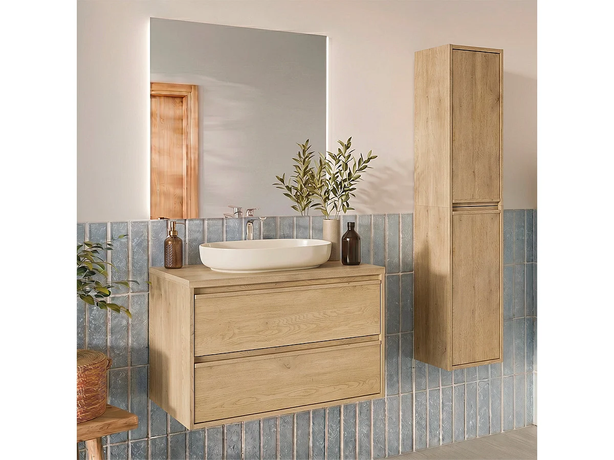 Meuble simple vasque 80cm Edmé Bois