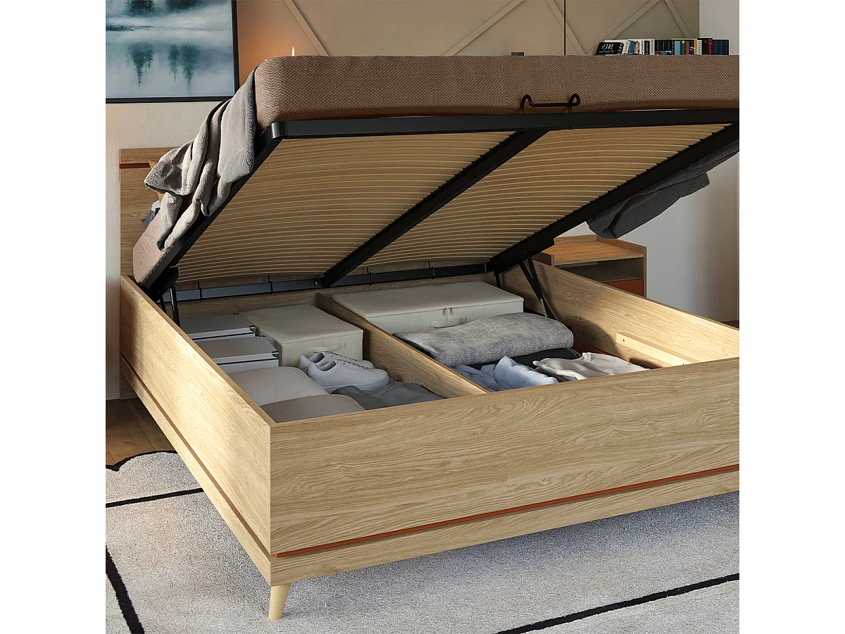 Cama con cajones 180x200 somier incluido Sandy Madera