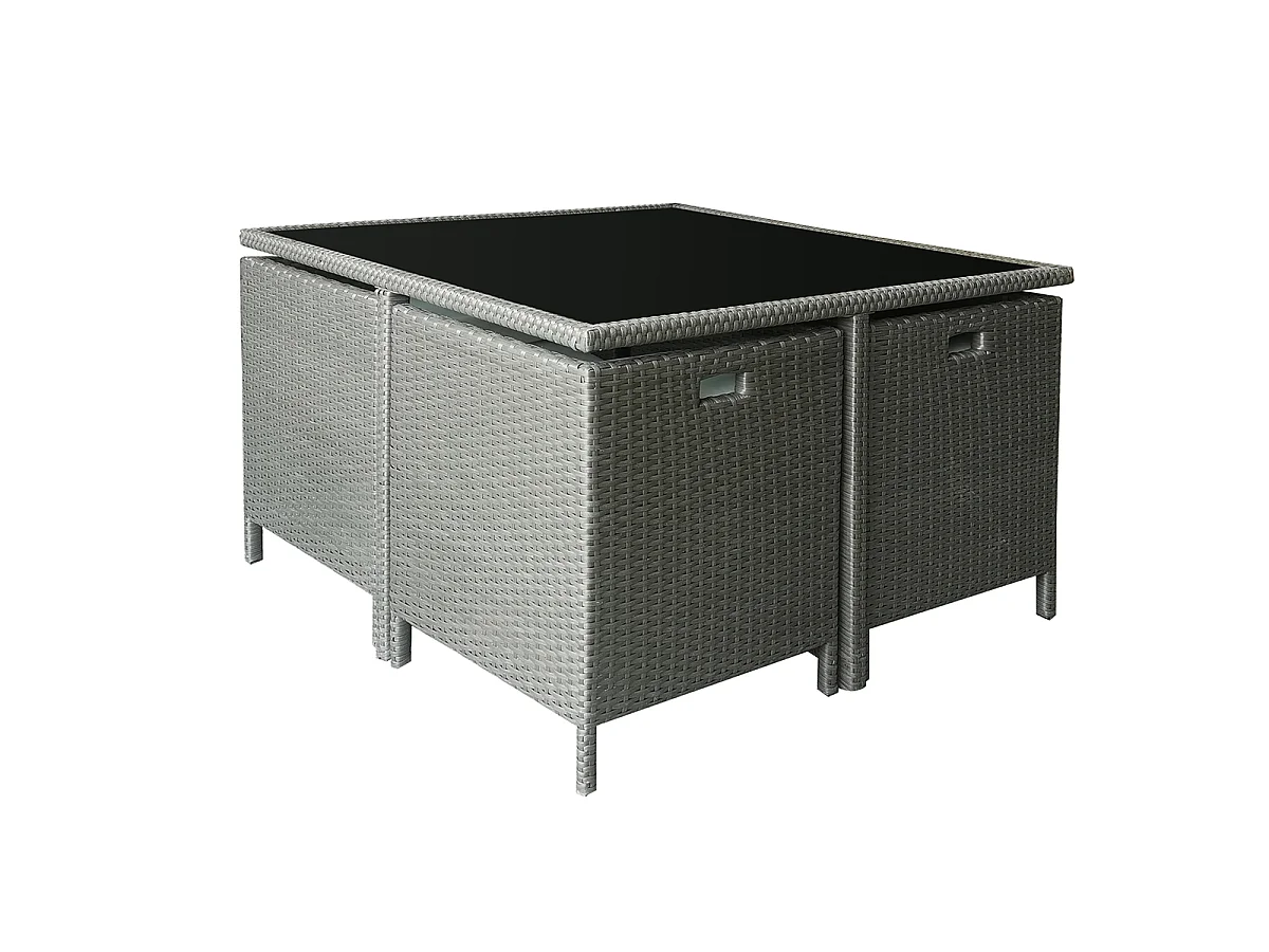 Conjunto de mesa e cadeiras de jardim cinzentas Barcelona para 8 pessoas