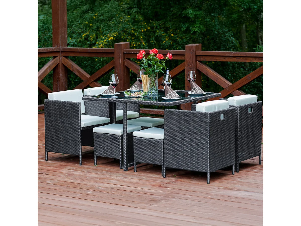 Conjunto de mesa e cadeiras de jardim cinzentas Barcelona para 8 pessoas