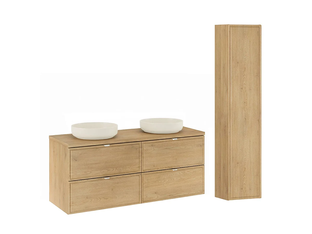Ensemble meuble double vasque 120cm et colonne Elias Bois