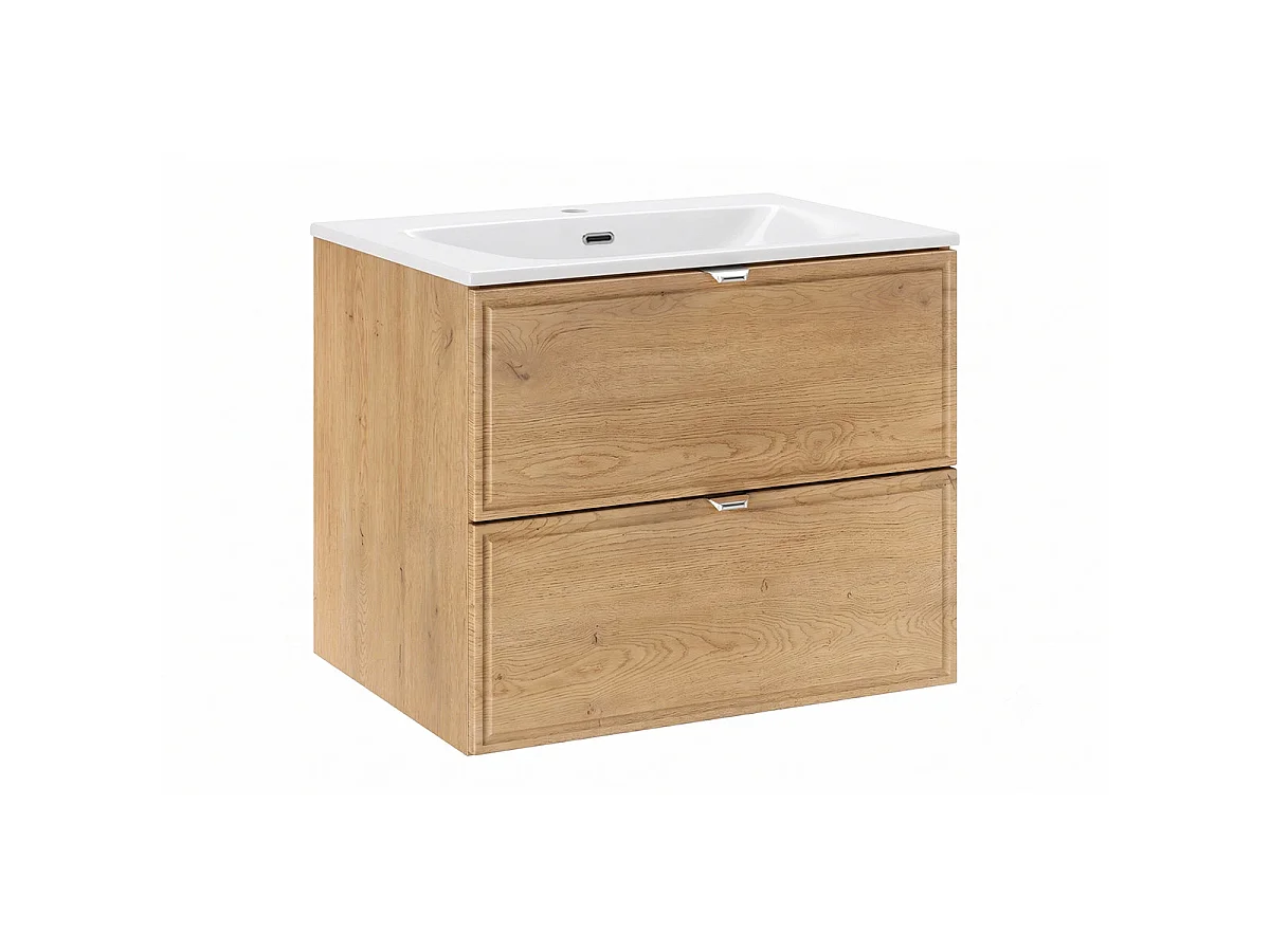 Ensemble enkel inbouw wastafelmeubel 60cm en kolom Elias Hout