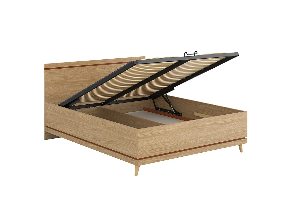Säng med förvaringsutrymme 160x200 sängbotten ingår Sandy Trä