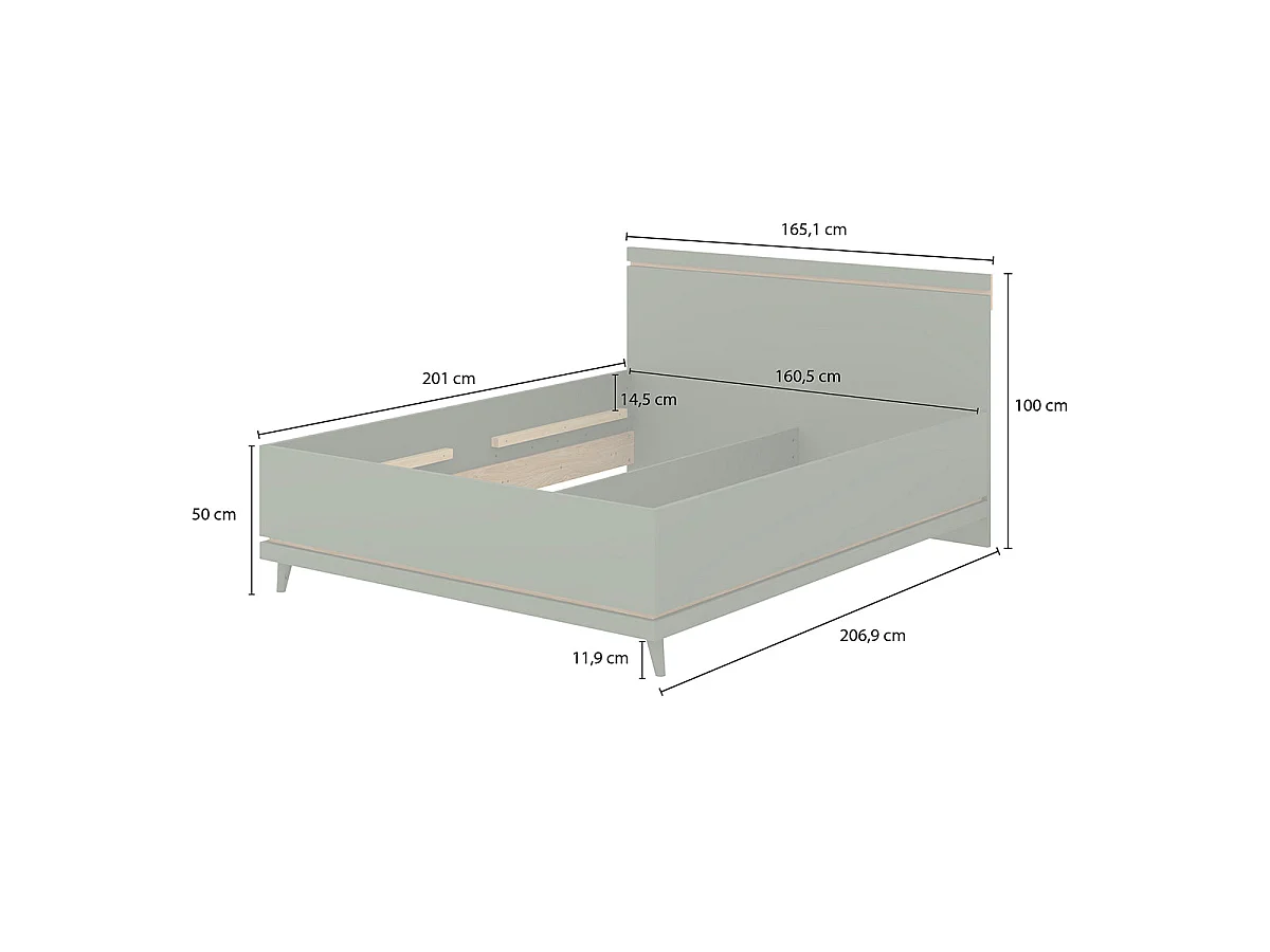 Säng med förvaringsutrymme 160x200 sängbotten ingår Sandy Trä