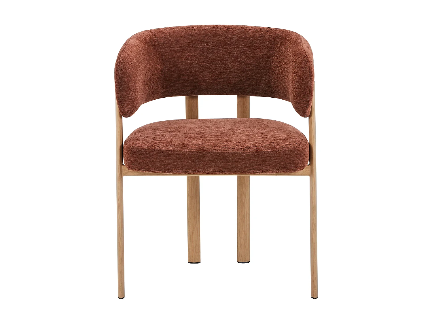 Set van 6 stoelen in getextureerde stof en metaal met houtlook - Bruin en licht natuurlijk - CIBARO