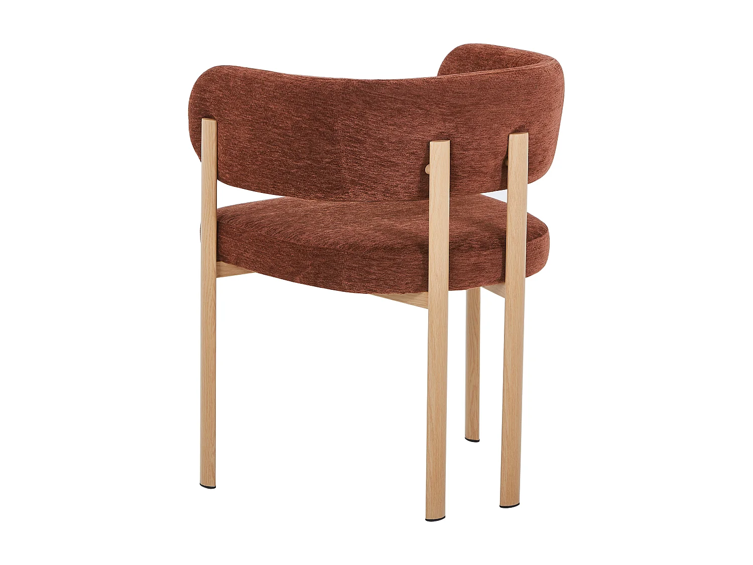 Set van 6 stoelen in getextureerde stof en metaal met houtlook - Bruin en licht natuurlijk - CIBARO