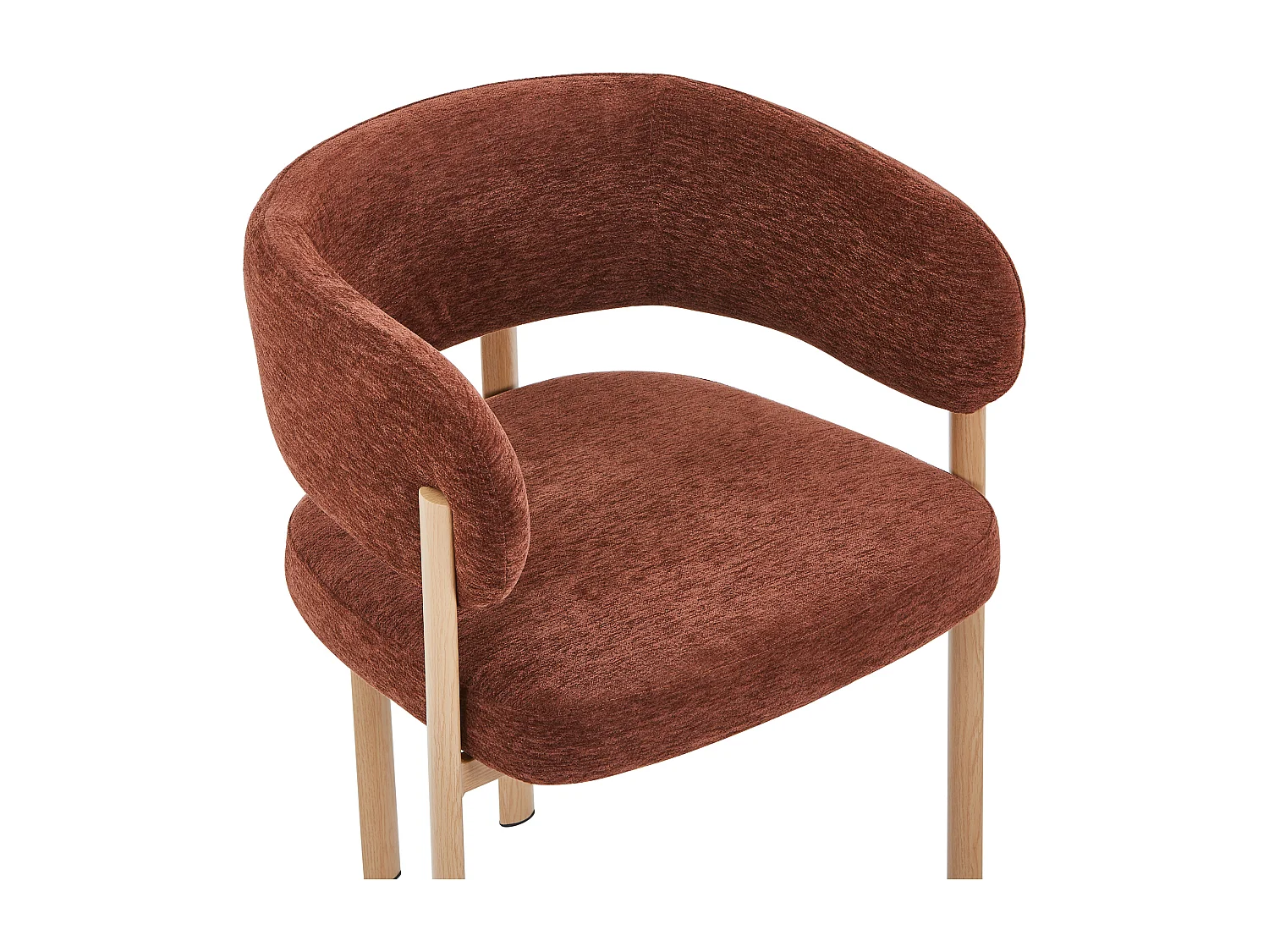 Set van 6 stoelen in getextureerde stof en metaal met houtlook - Bruin en licht natuurlijk - CIBARO