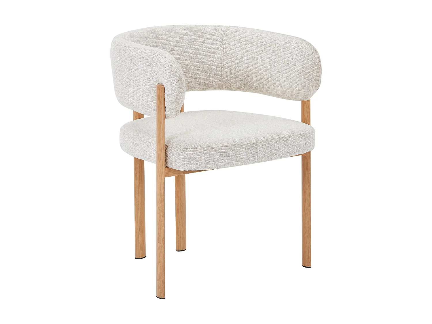 Lot de 6 chaises en tissu tweed et métal effet bois - Beige et Naturel clair - CIBARO