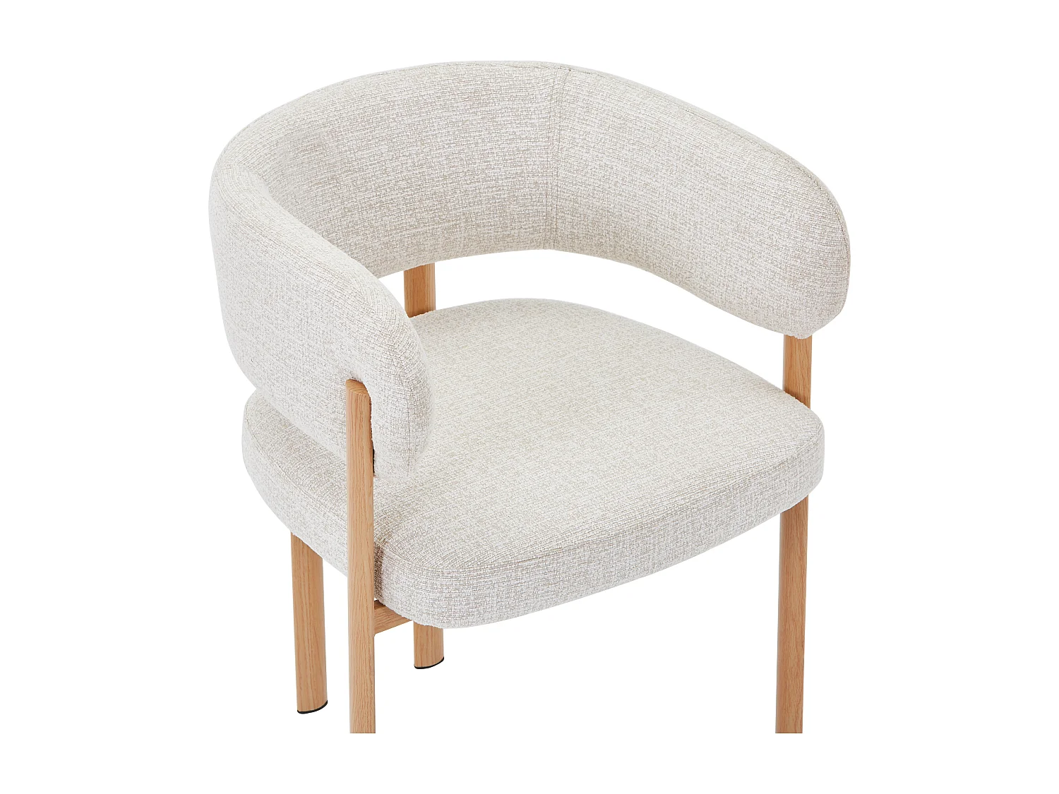 Lot de 6 chaises en tissu tweed et métal effet bois - Beige et Naturel clair - CIBARO