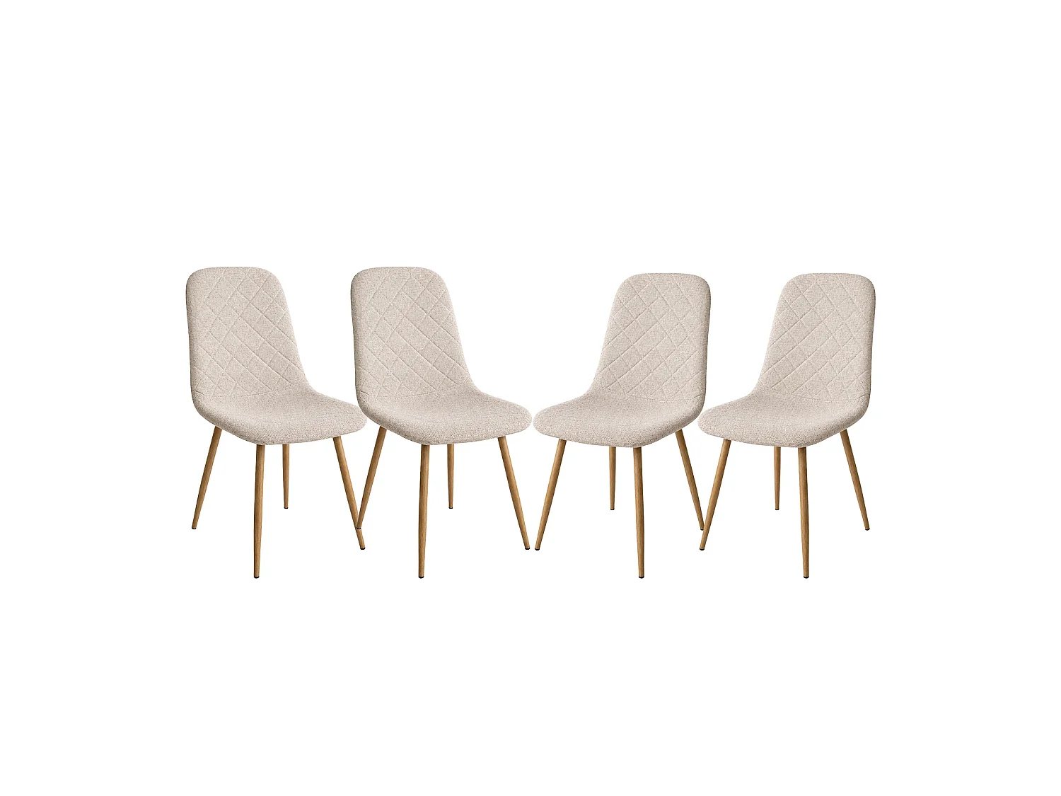 Pack de 4 sillas de comedor de 86x45x54 cm de tela en color beige con patas roble Suiz