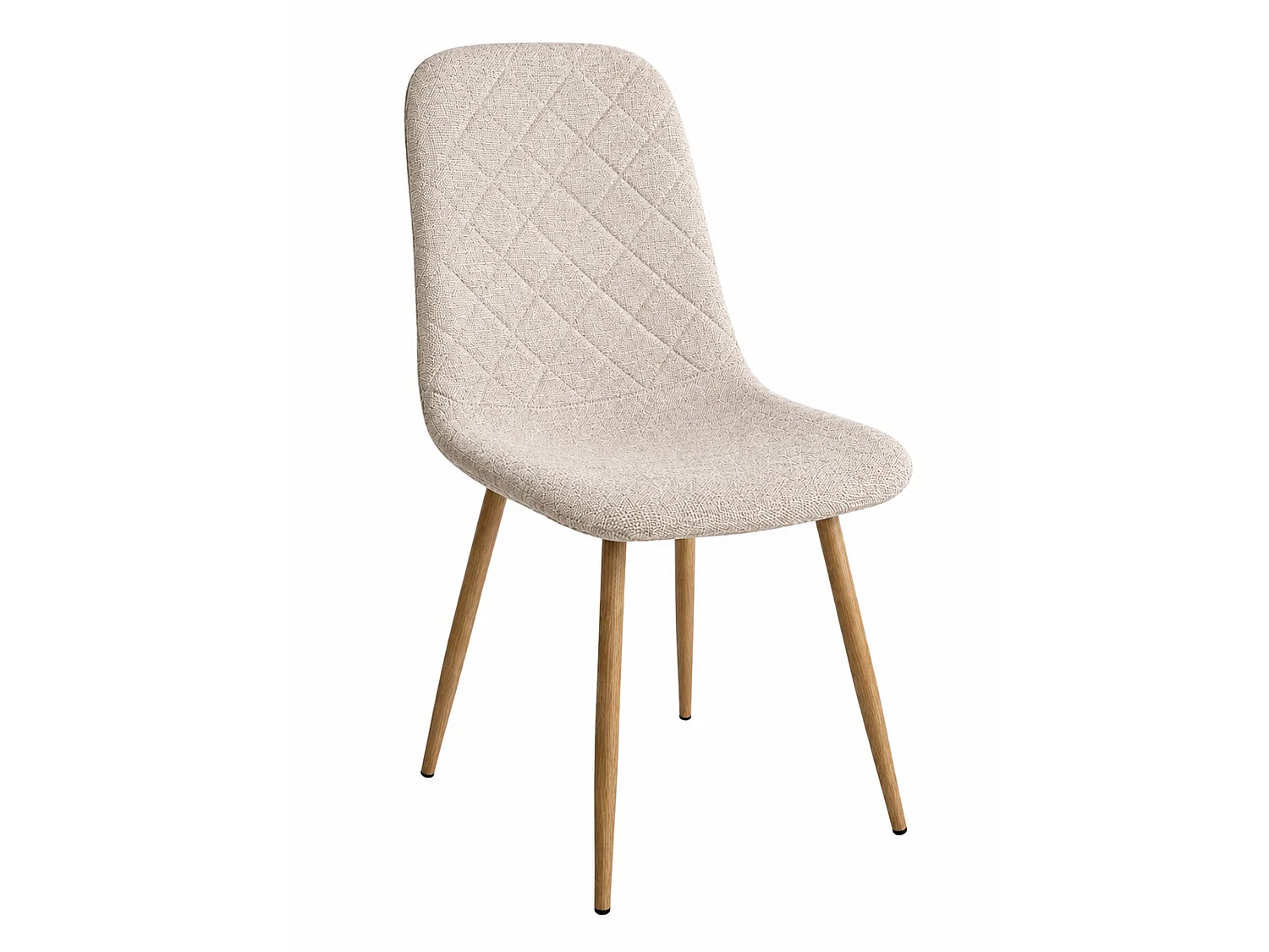 Pack de 4 sillas de comedor de 86x45x54 cm de tela en color beige con patas roble Suiz