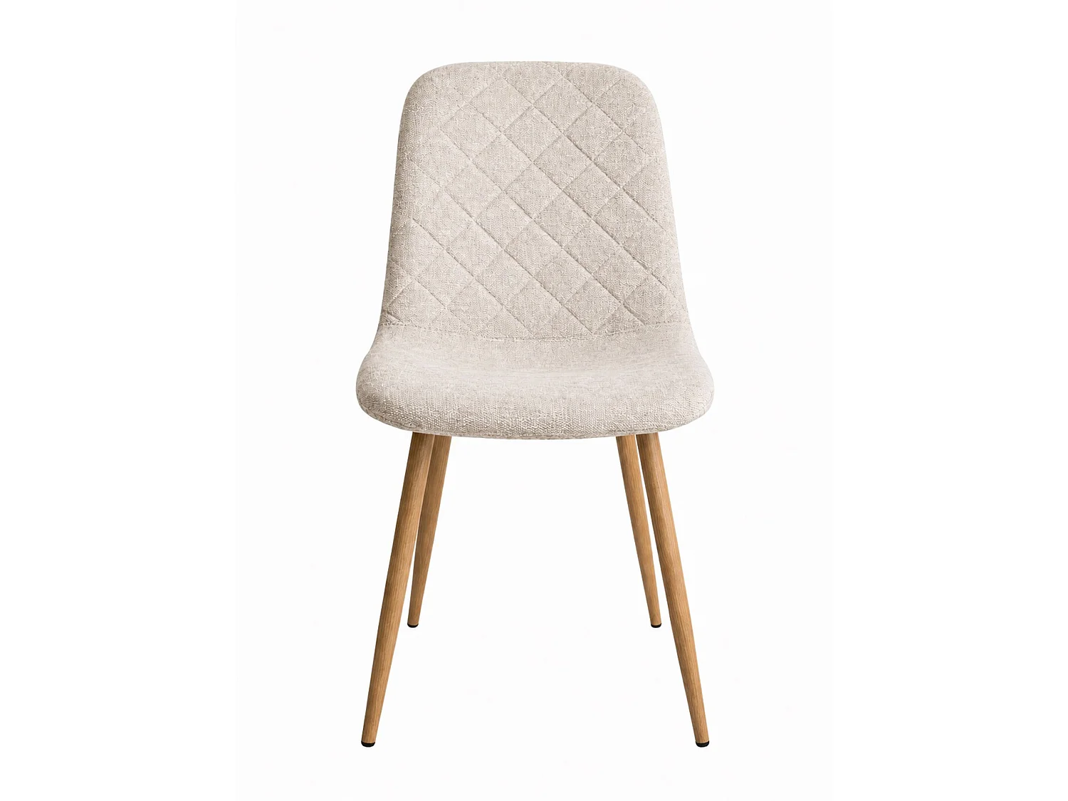 Pack de 4 sillas de comedor de 86x45x54 cm de tela en color beige con patas roble Suiz
