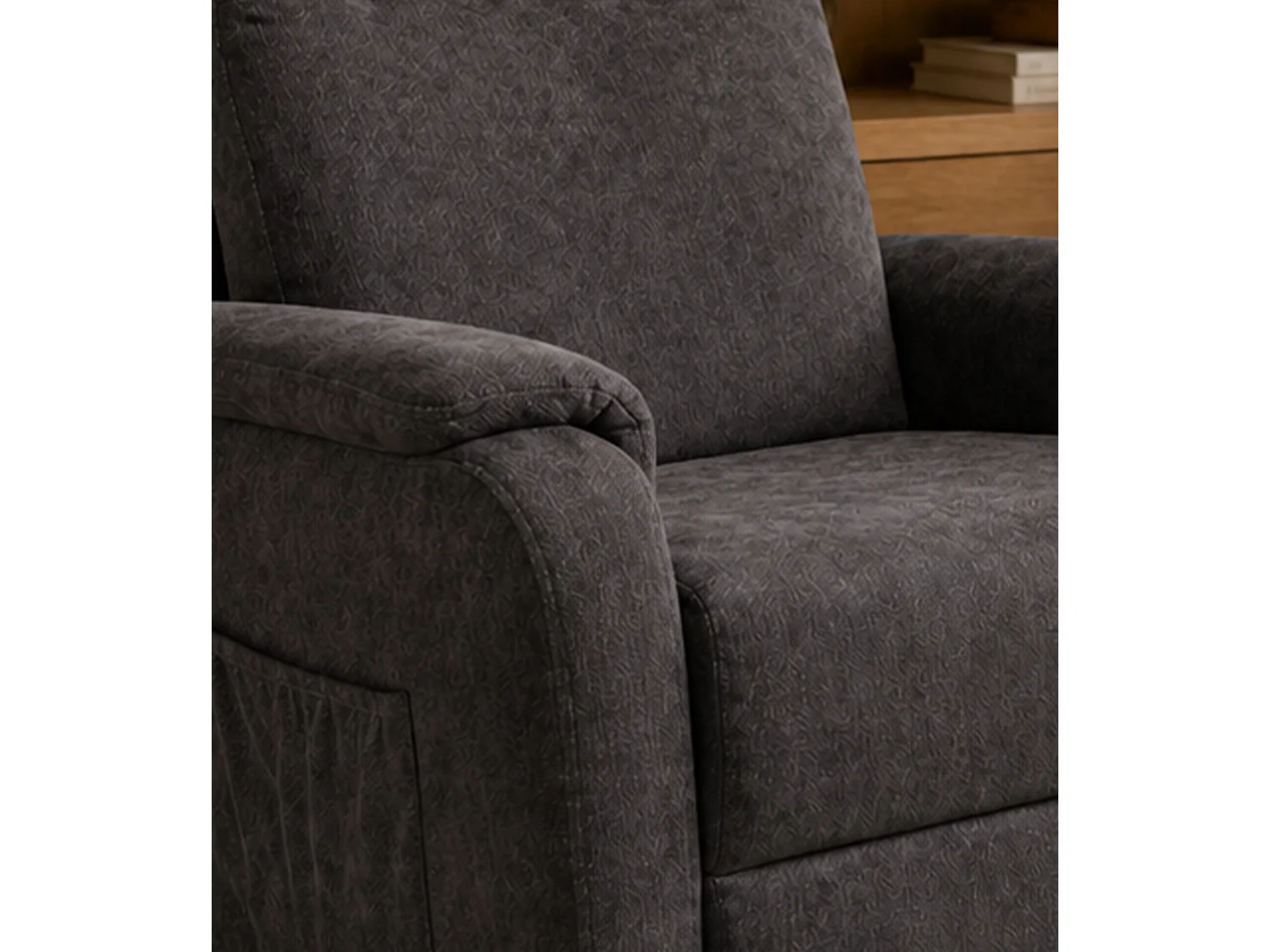 Sillón relax 101x75x74 cm de tela con motor eléctrico y eleva personas gris oscuro Delta
