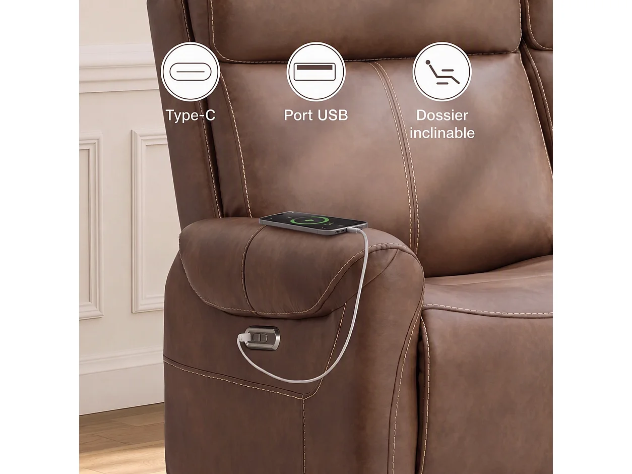 Fauteuil relax électrique fauteuil  inclinable en simili-Noir